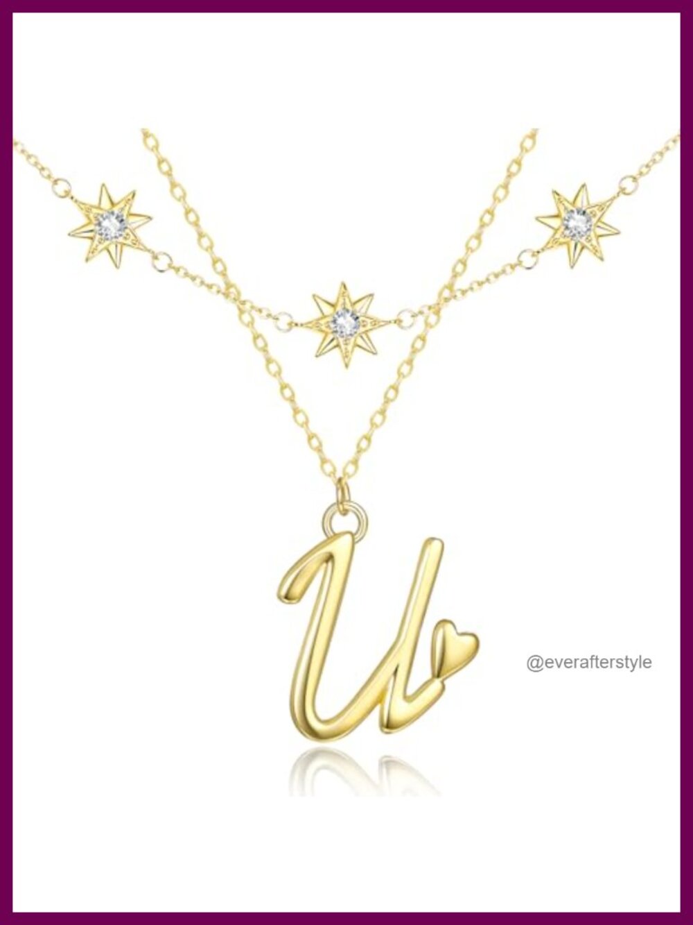 14K Gold Layered Initial Necklace Star Choker Pendant Jewelry